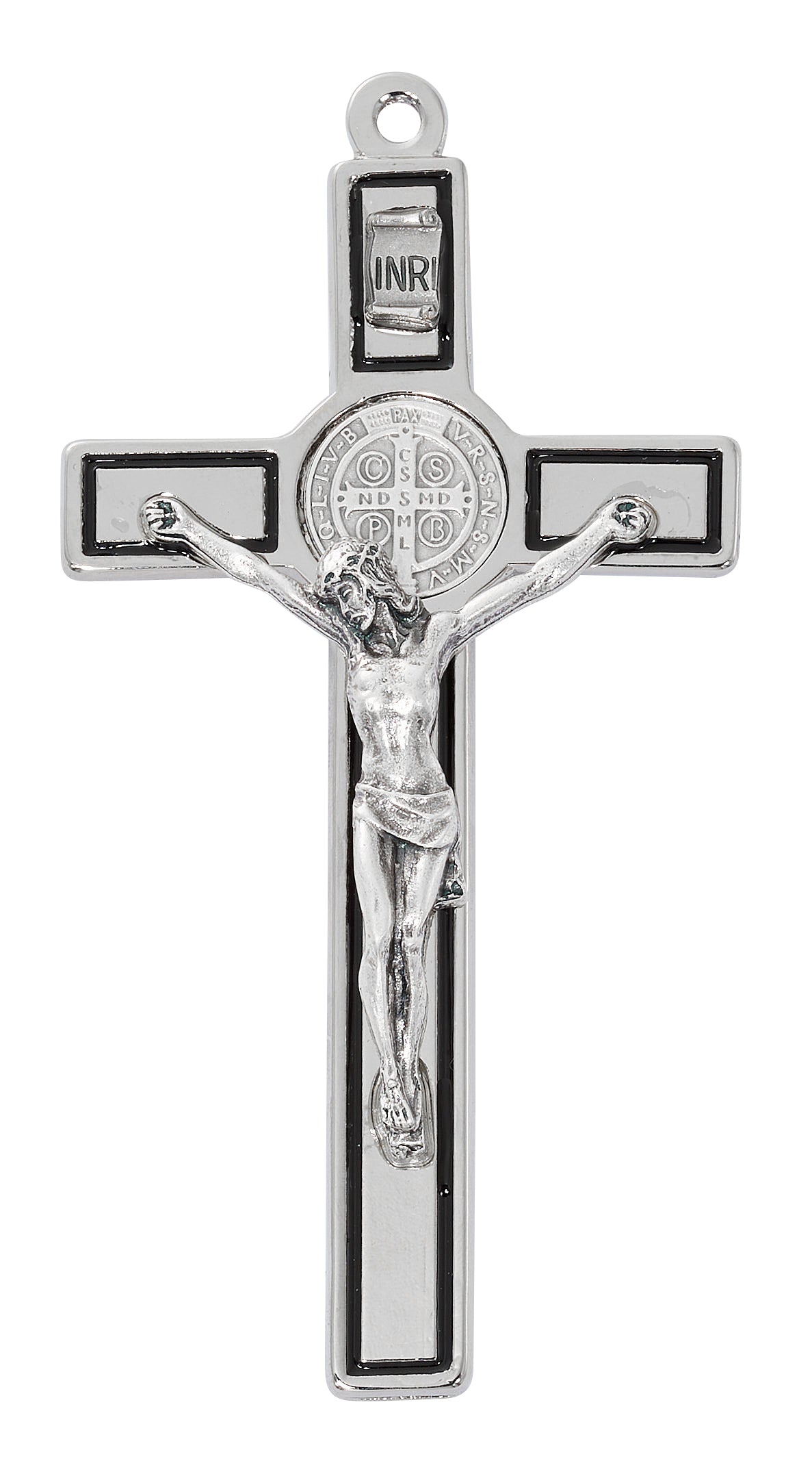 4.75 In All Silver St. Benedict Cross - Made In Italy
