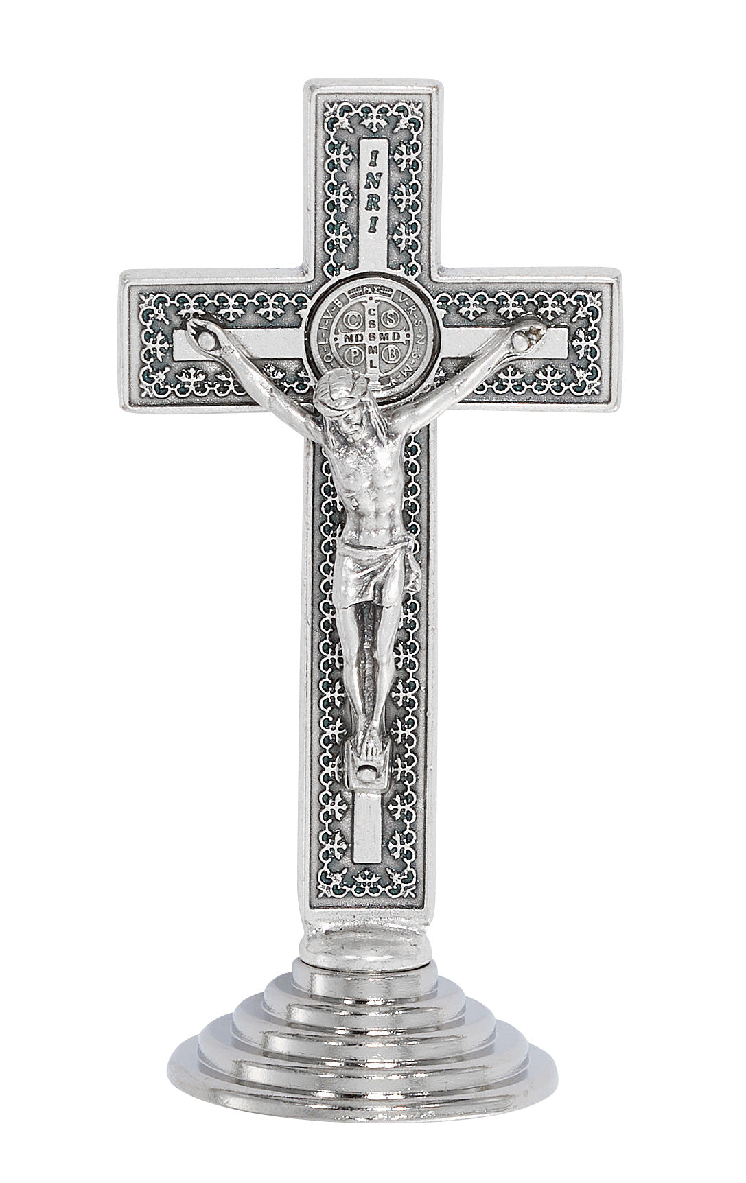 3.5 In Silver St. Benedict Standing Crucifix - Made In Italy