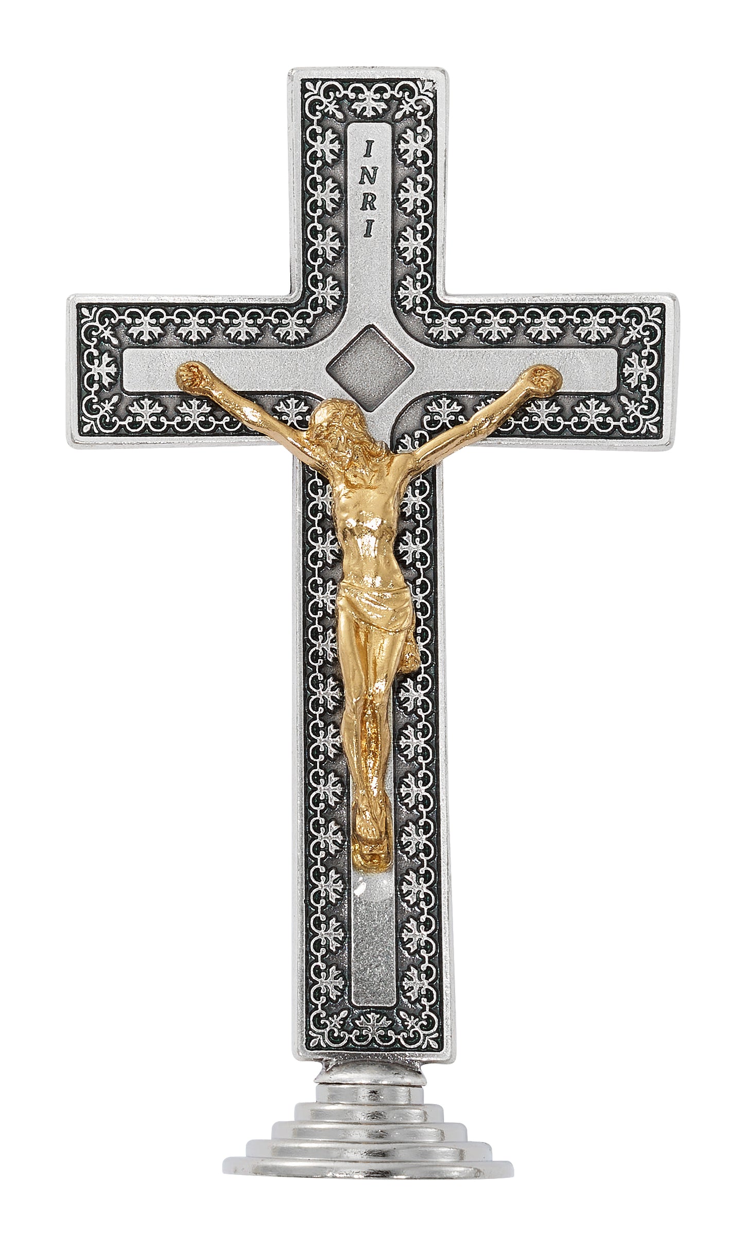 5 In Two - Tone Standing Crucifix - Made In Italy