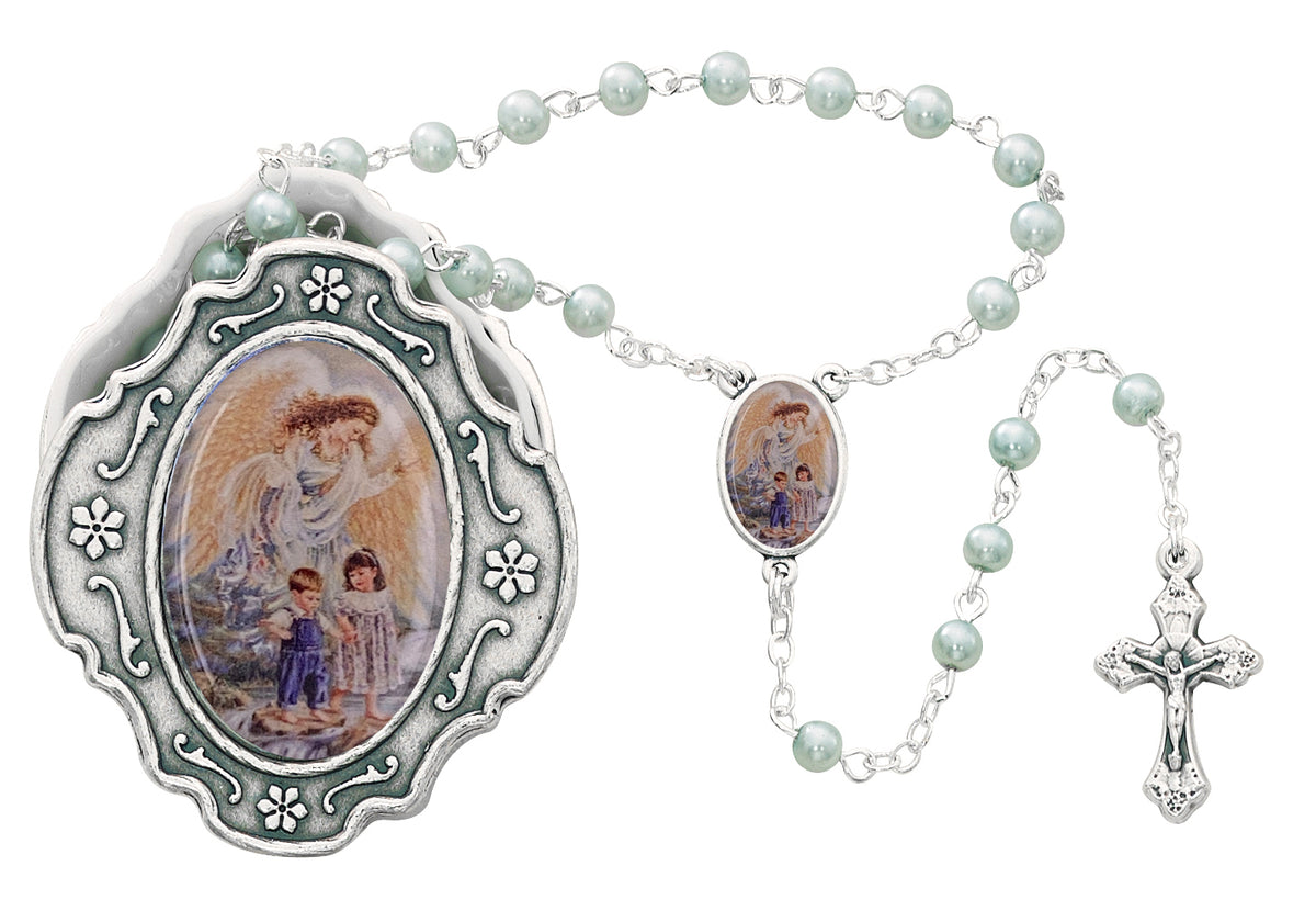 Guardian Angel Box and Blue Children's Rosary