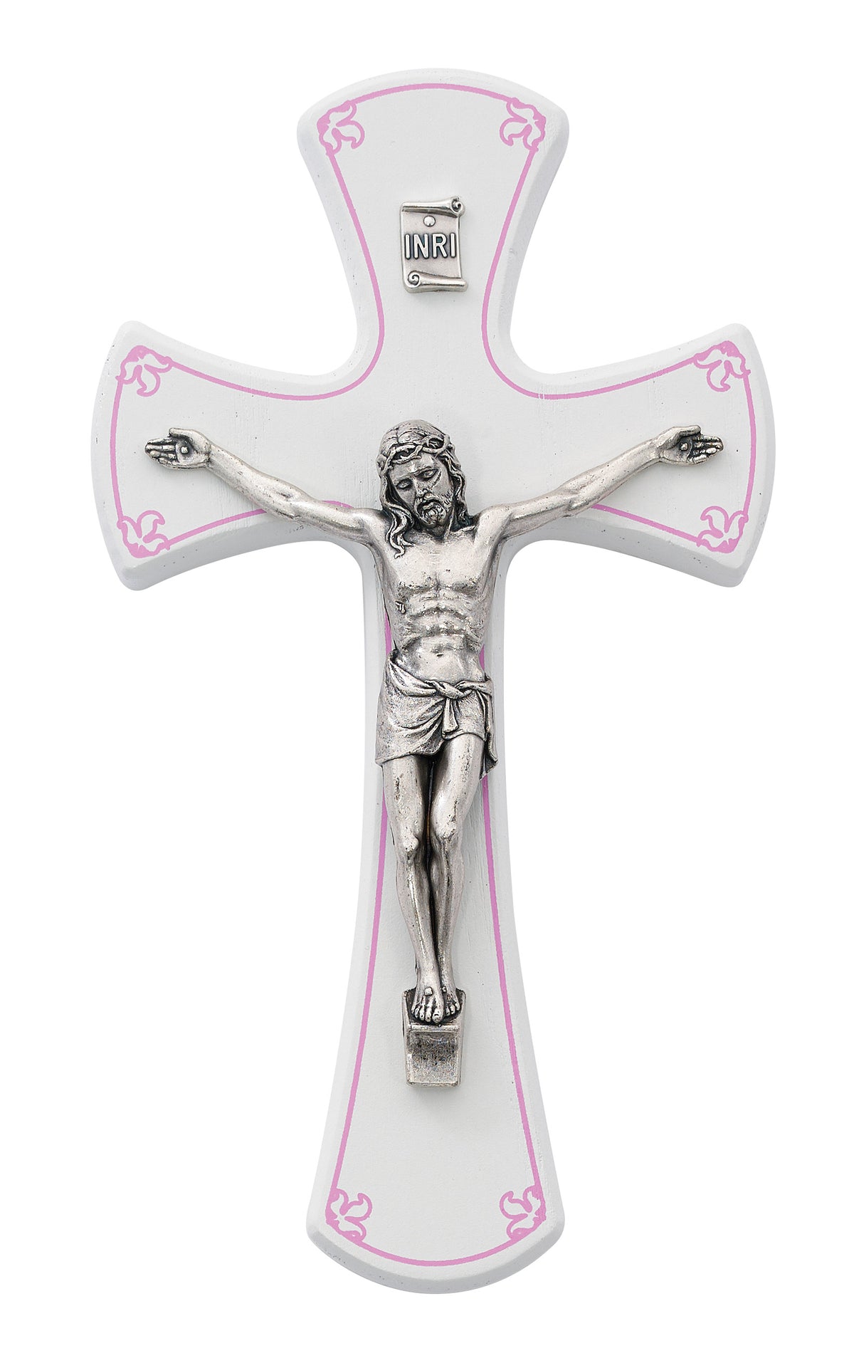 7 In White/Pink Crucifix - Made in USA