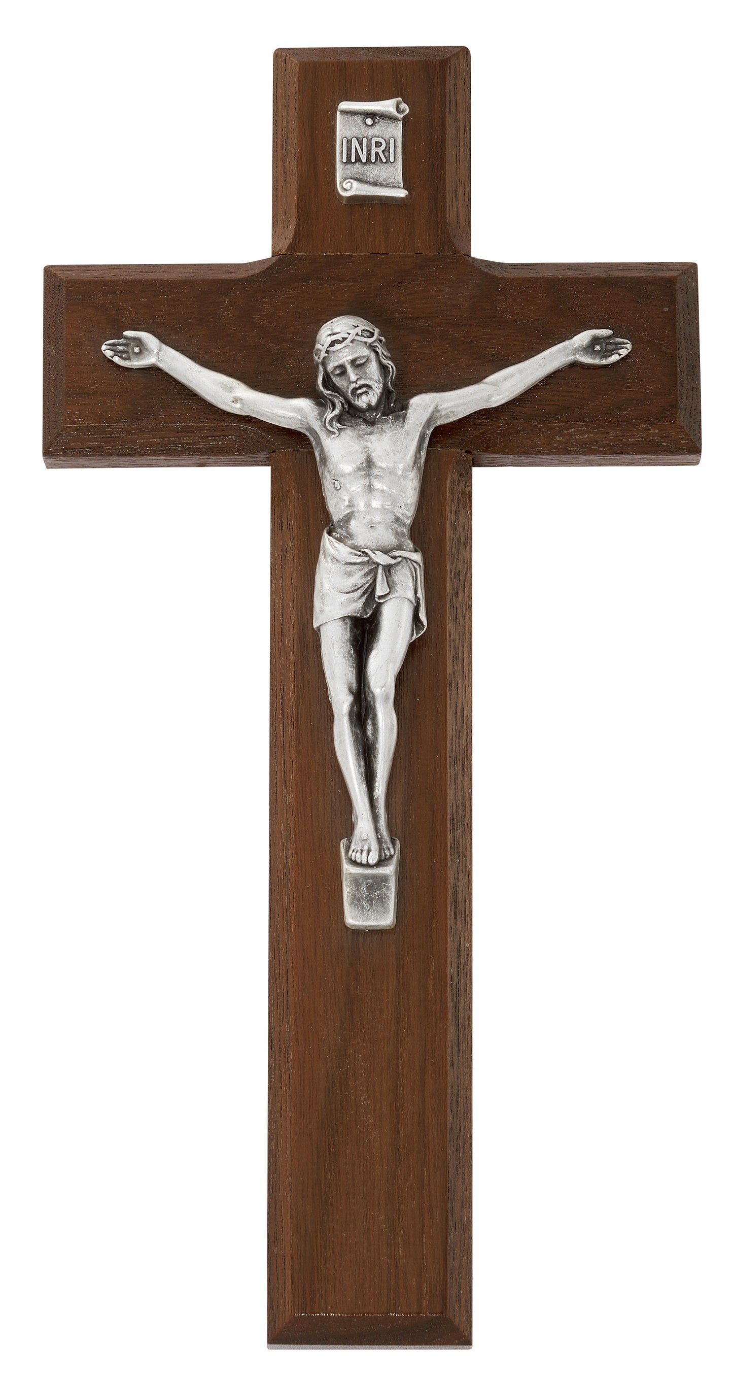 8 In Walnut Stain Crucifix - Made in USA (79-70)