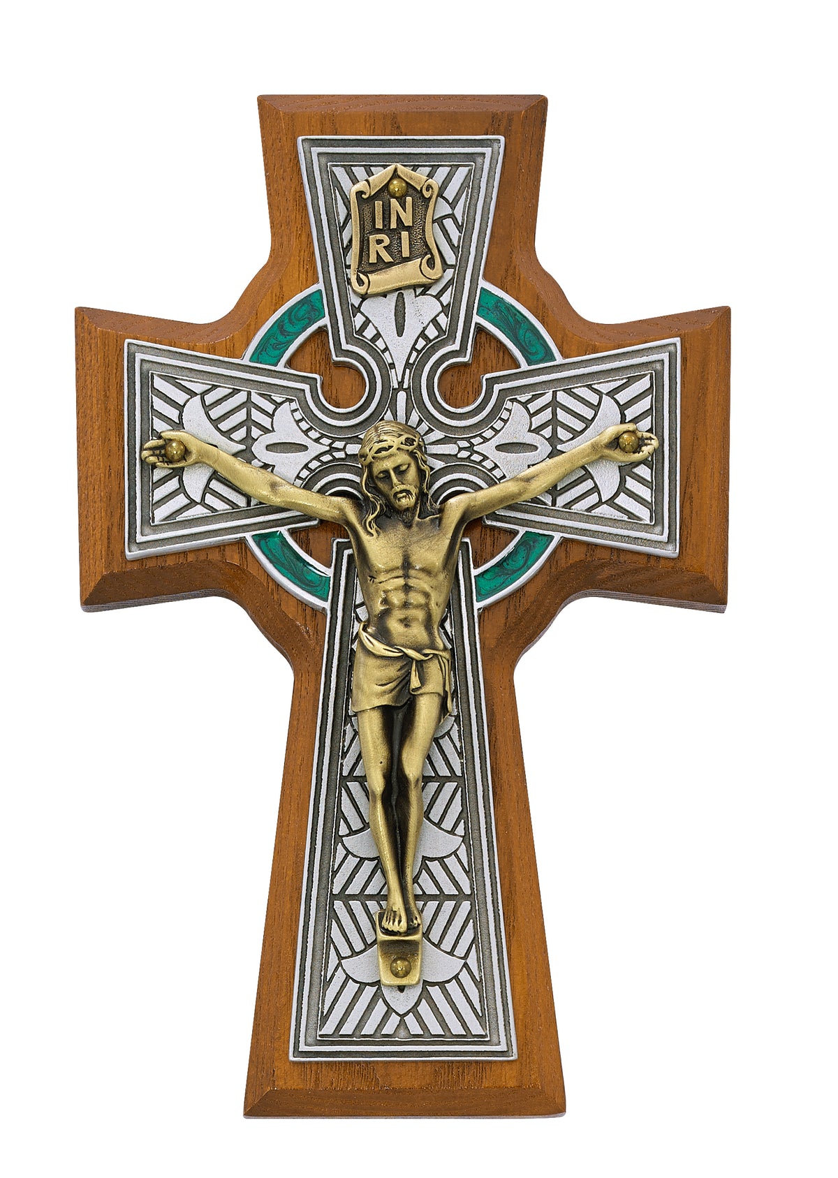 5 1/2in Walnut Stain Celtic Crucifix - Made in USA
