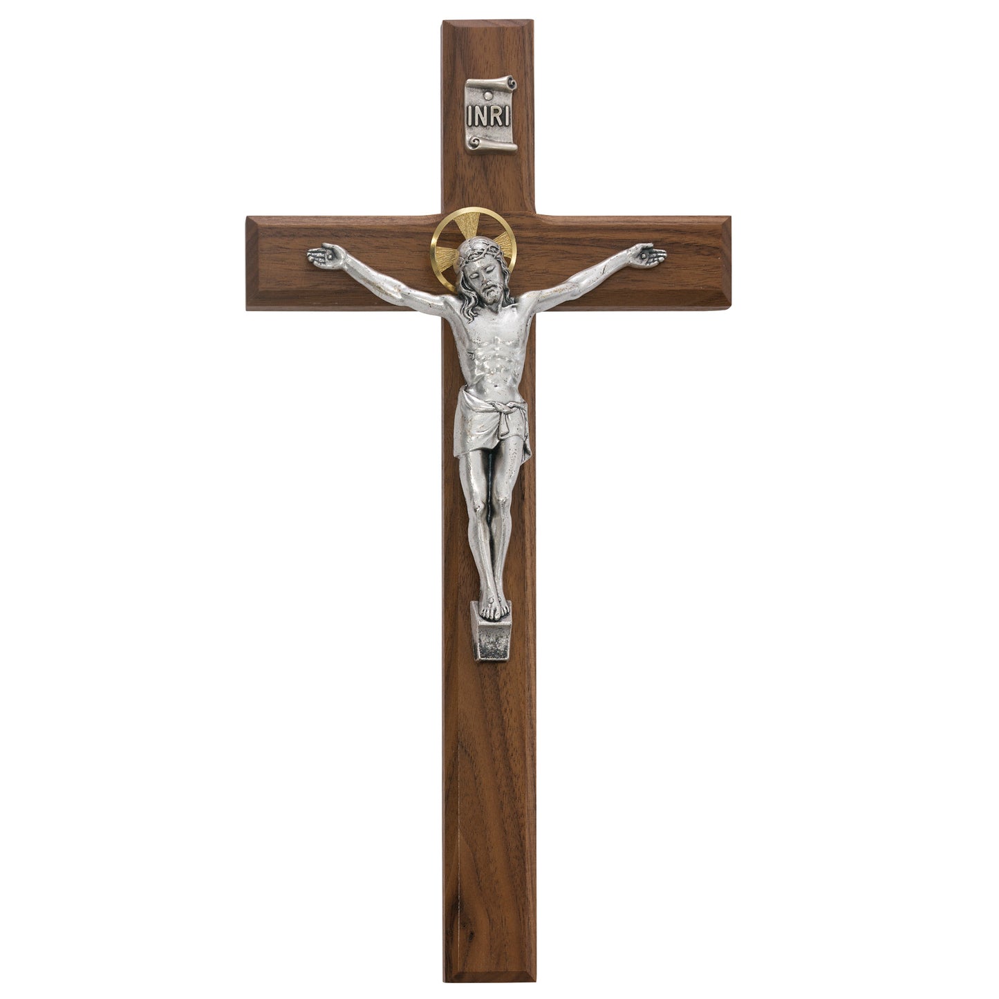 13 In Walnut Stain Crucifix - Made in USA (80-160)