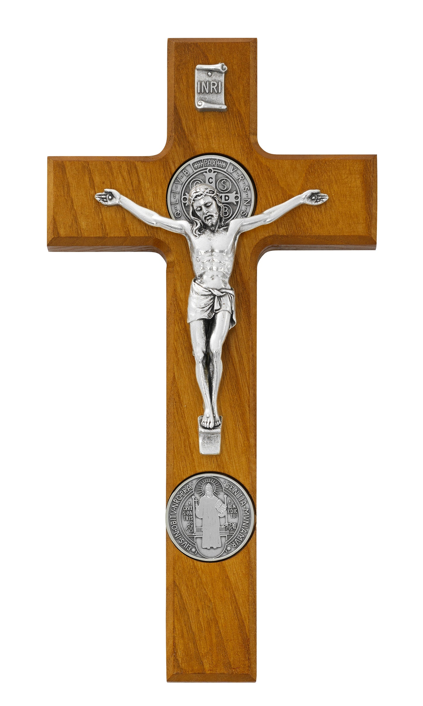9 In Walnut Stain Crucifix - Made in USA