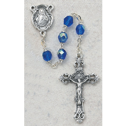 Dark Blue Glass September Rosary (875-ZRG)