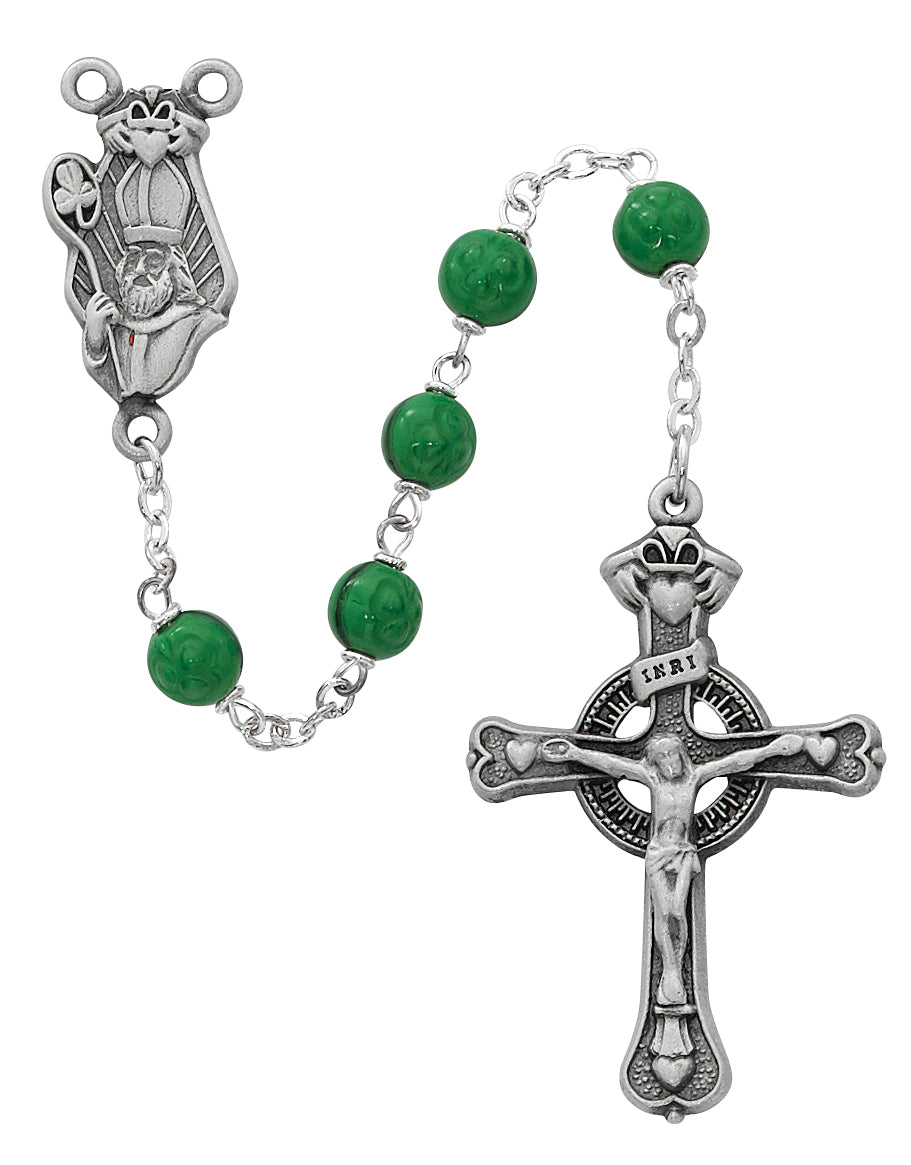 Green Glass St. Patrick Rosary