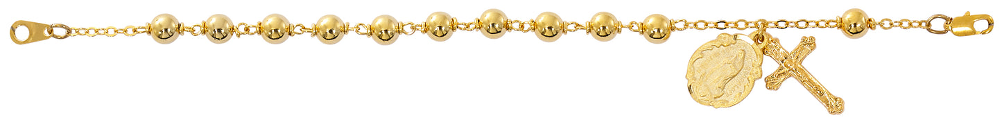 7.5 in Gold Plated Guadalupe Rosary Bracelet