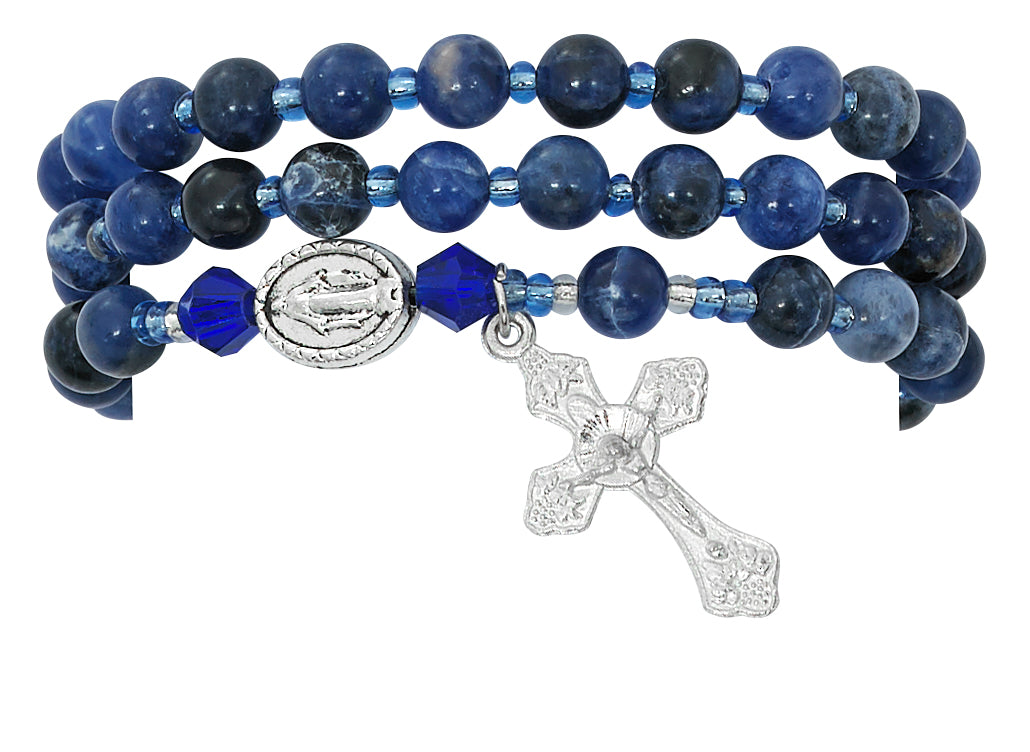 Simulated Blue Lapis Twistable Rosary Bracelet