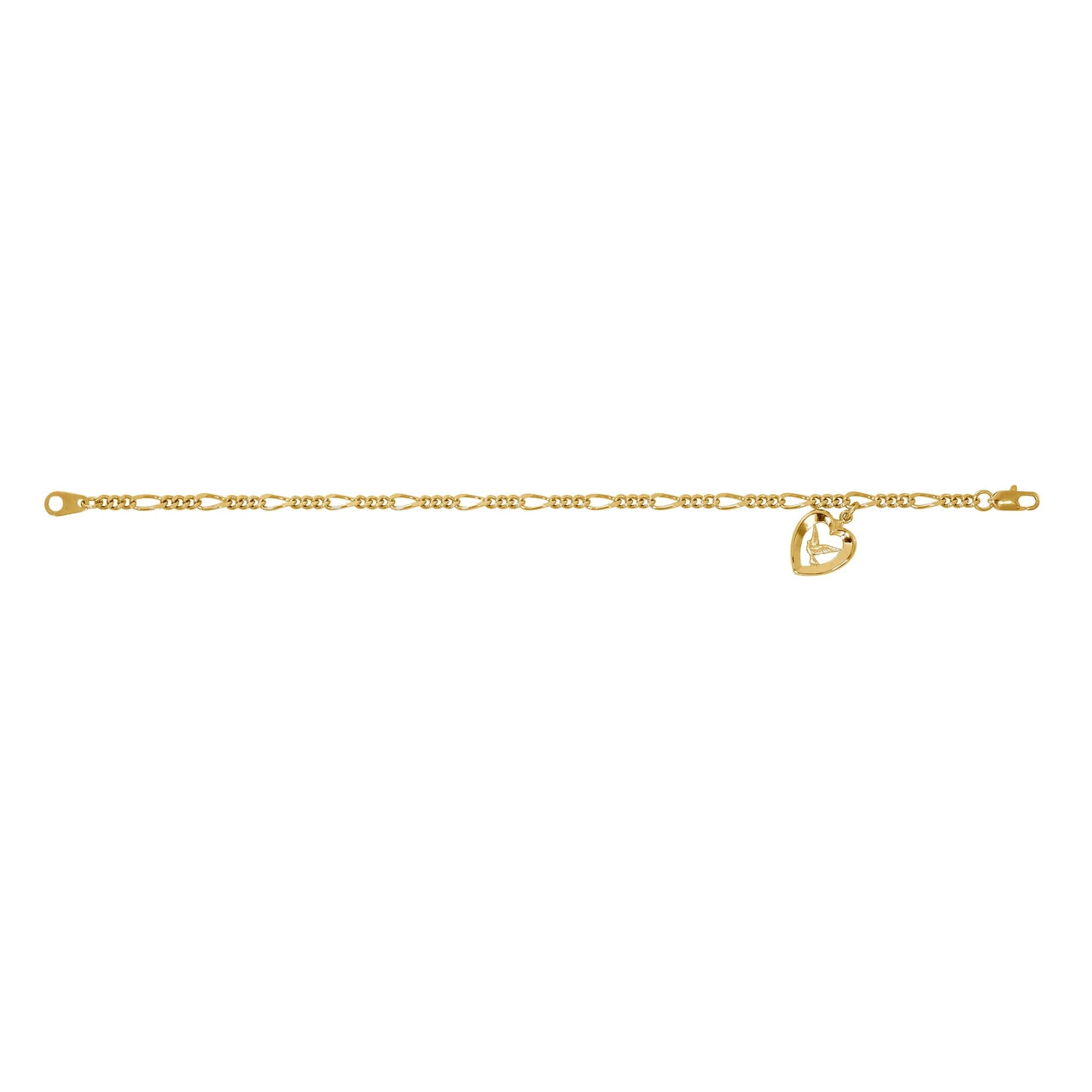 7.5in Gold Tone Figaro Holy Spirit Bracelet