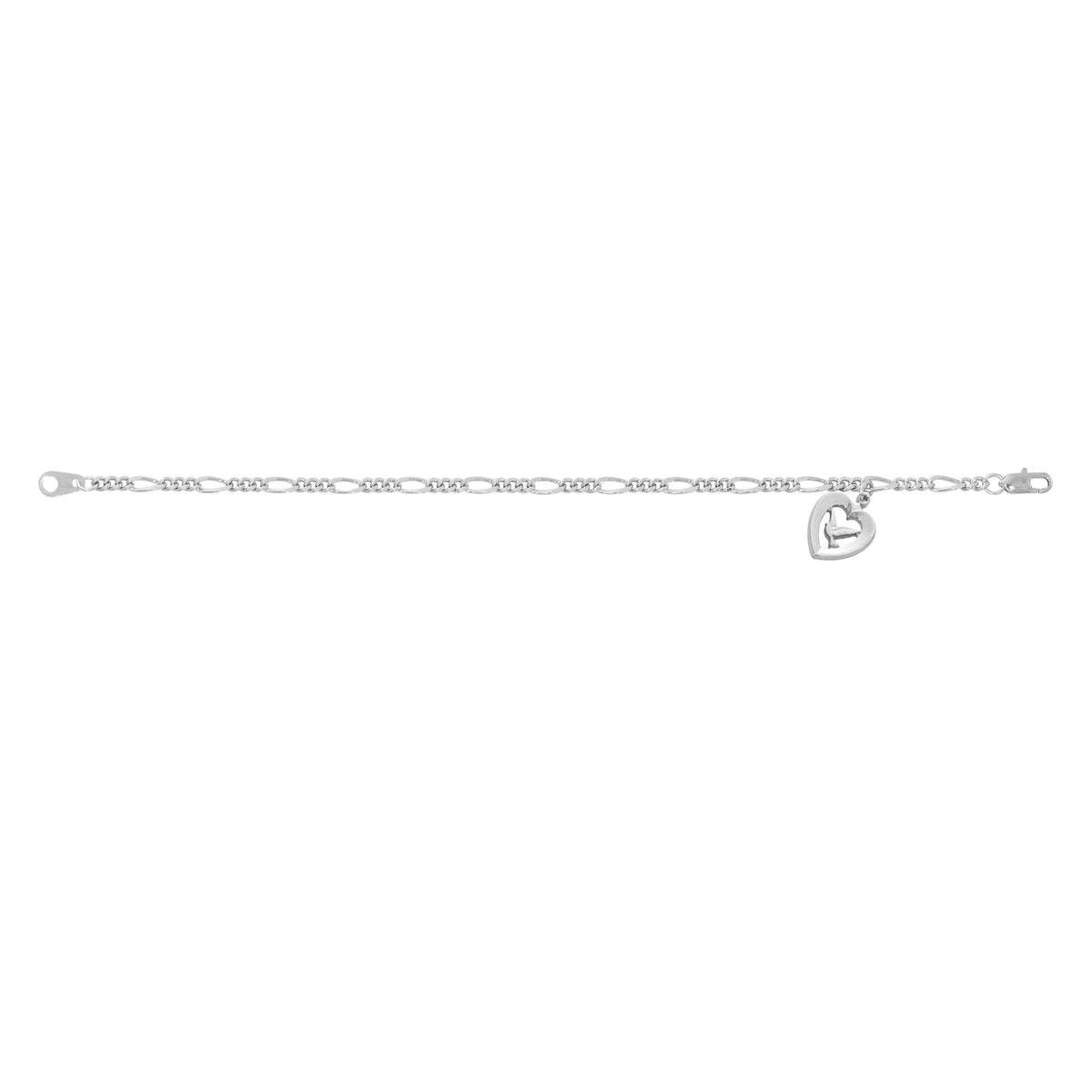 7.5in Rhodium Plated Figaro Holy Spirit Bracelet