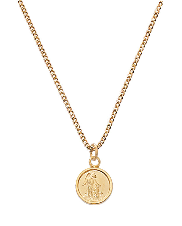 Gold Child's Guardian Angel Medal on 13" Chain