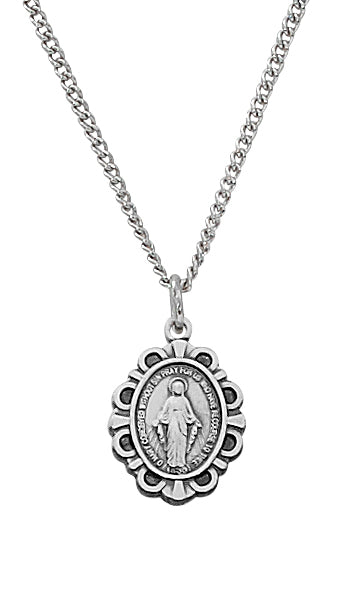 Baby Embellished Miraculous Medal Necklace - Sterling Silver