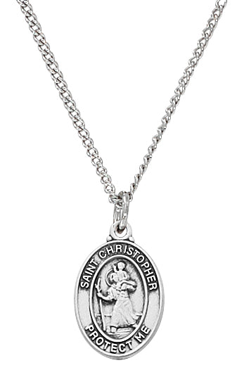 Baby St. Christopher Pendant Necklace - Sterling Silver