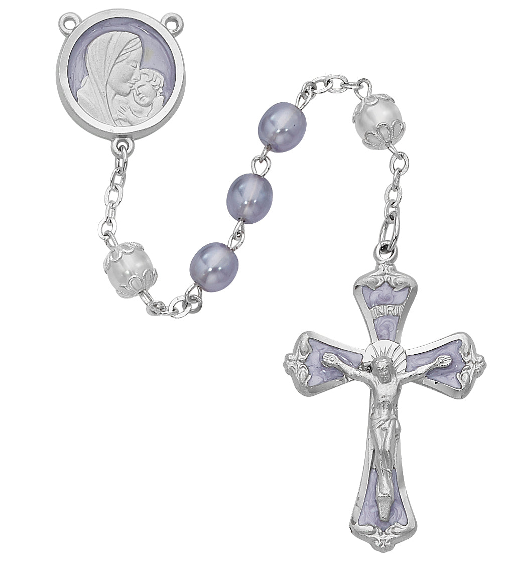Mother and Child Purple Pearl Like Rosary
