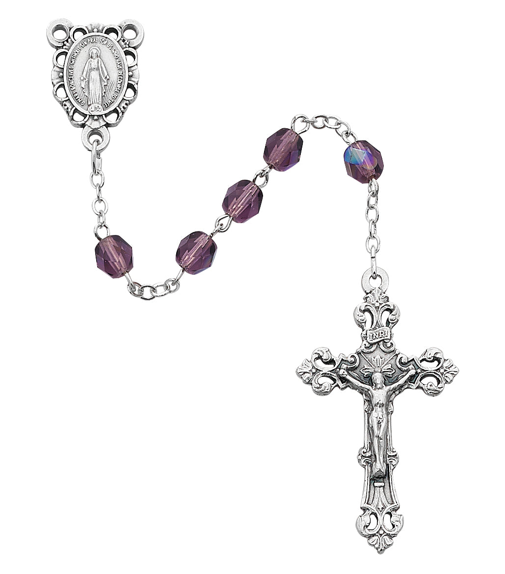Purple Glass February Rosary (R391-DAG)
