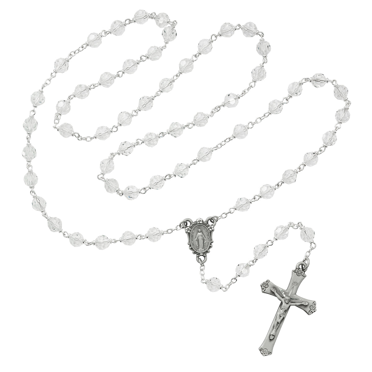Crystal Tin Cut Rosary (R407DF)