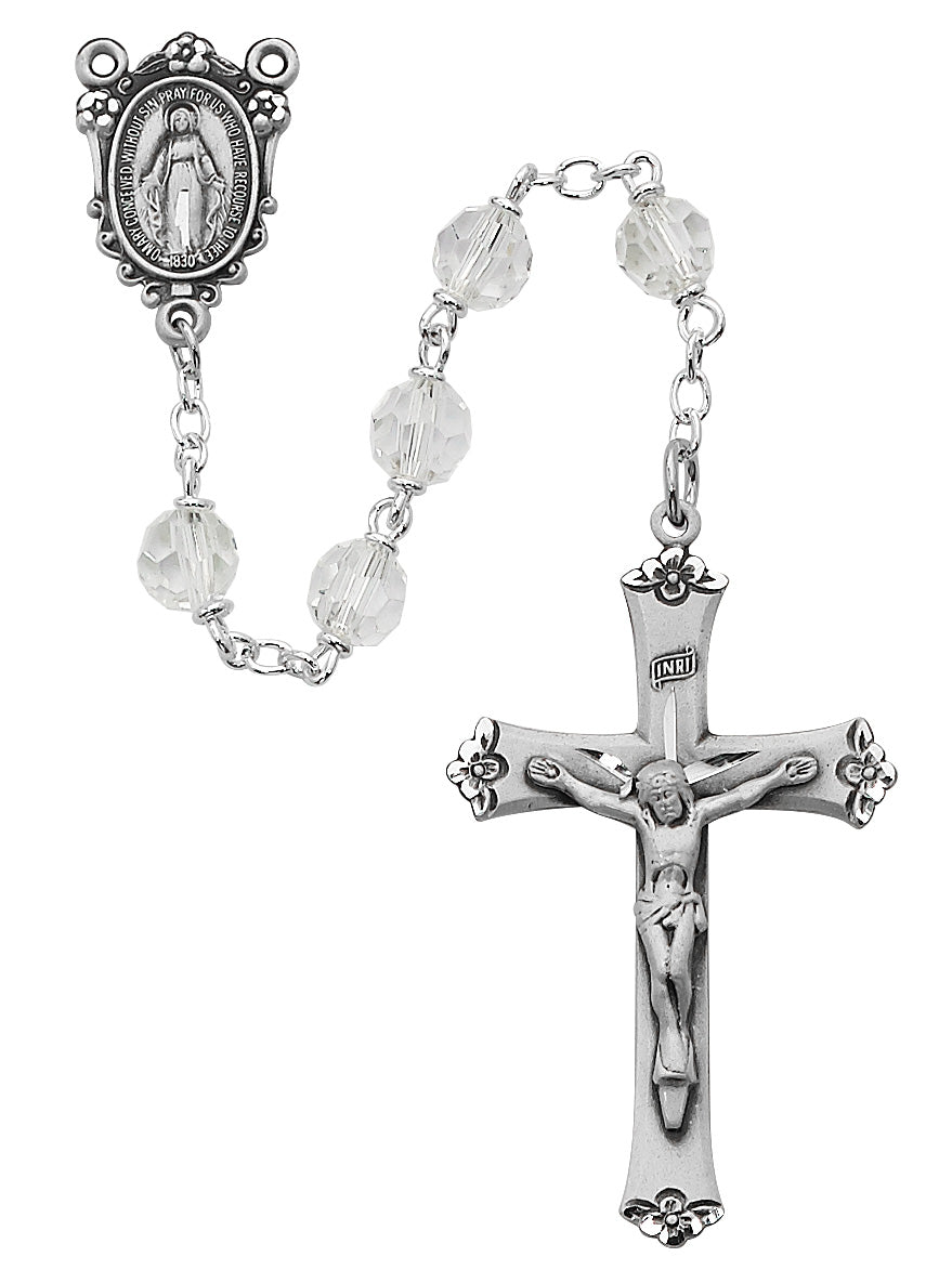 Crystal Tin Cut Rosary (R407LF)