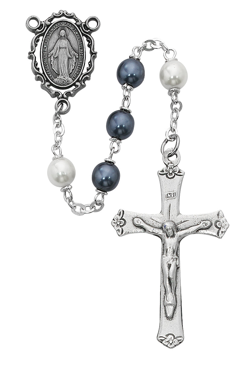 Blue and White Pearl Like Rosary