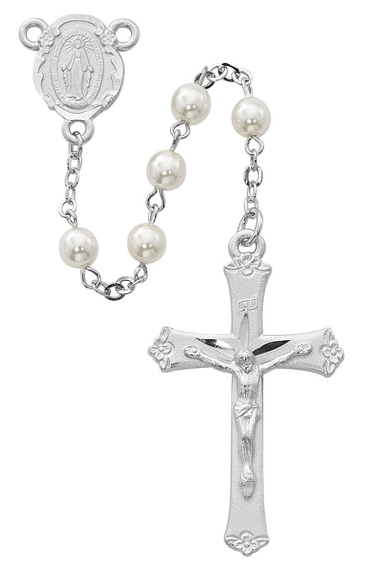 Pearl Like Glass Rosary (R439RF)