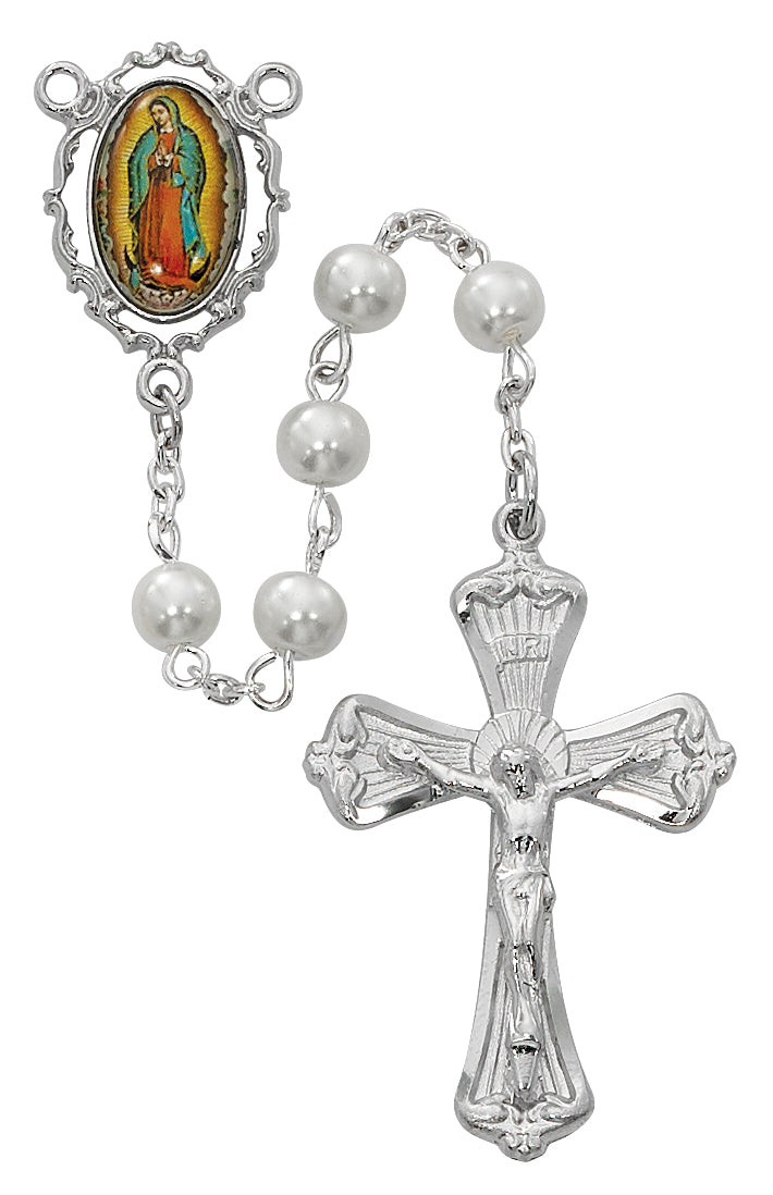 White Our Lady of Guadalupe Rosary .
