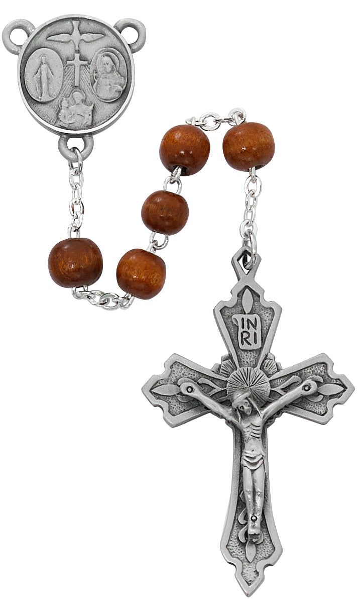 Brown Wood Rosary (R876F)
