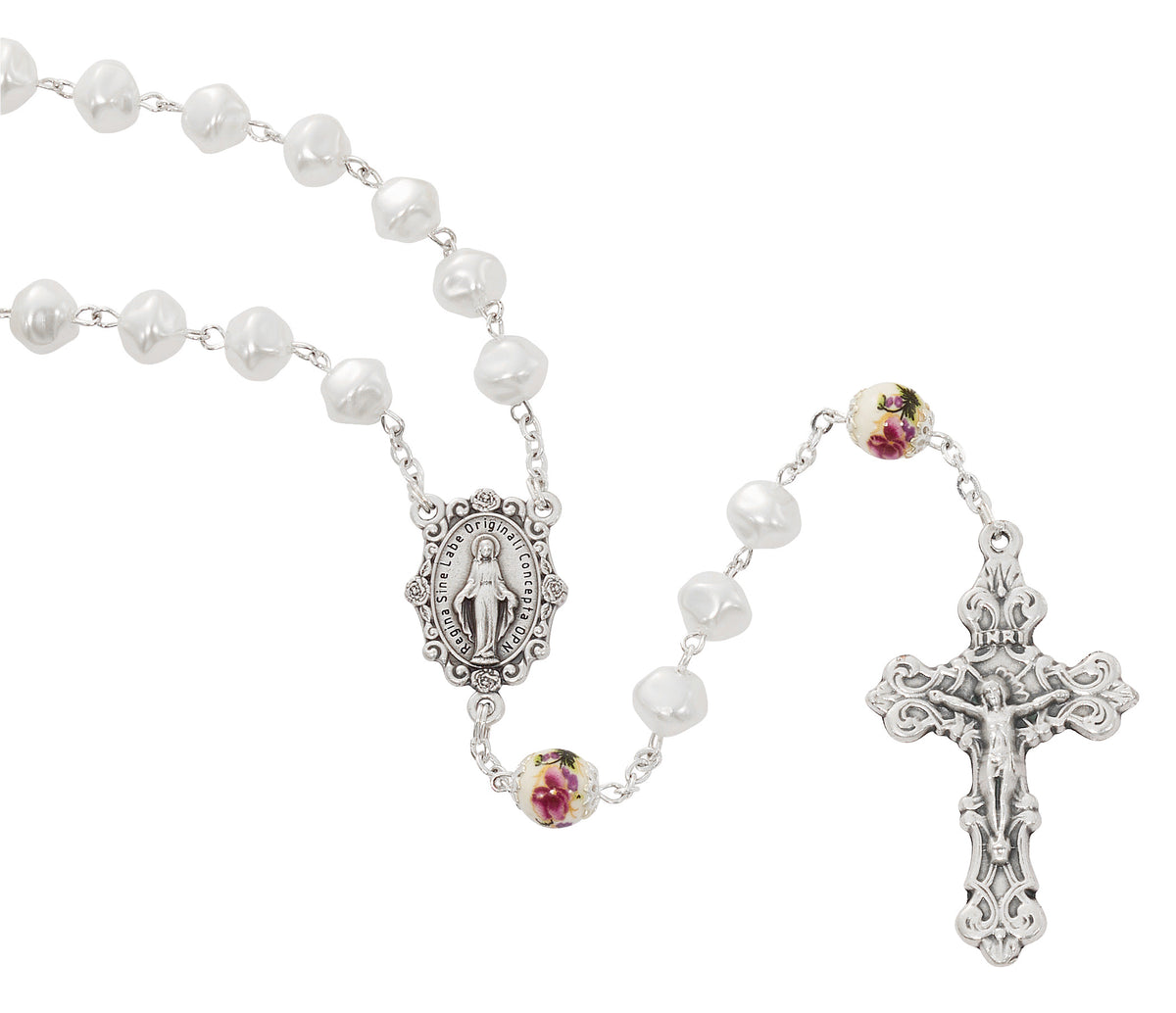 Pearl with Capped Ceramic O.f. Rosary