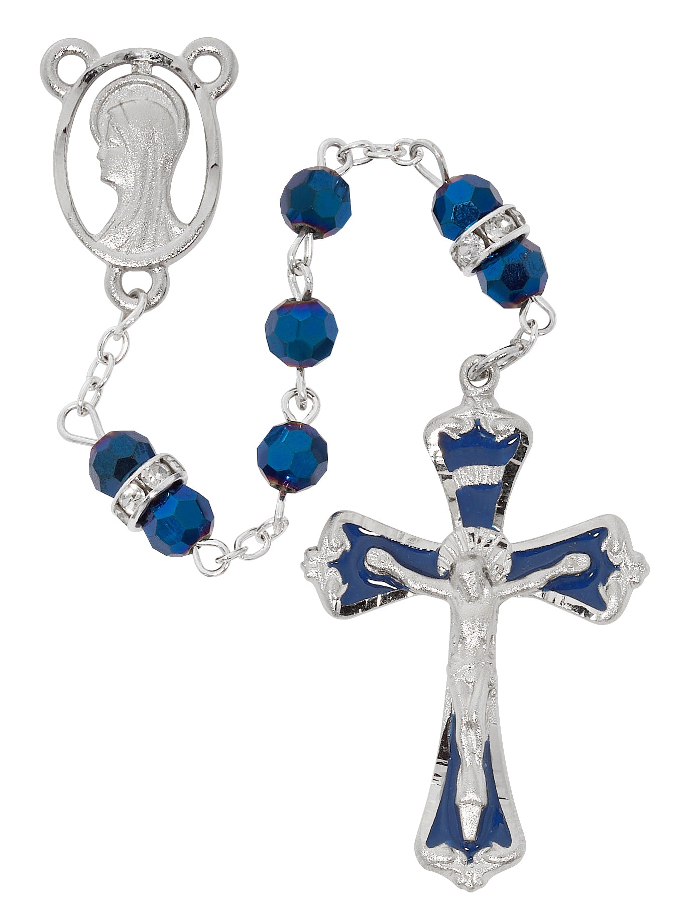Metallic Blue Crystal Rosary