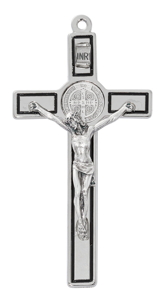 4.75 In All Silver St. Benedict Cross - Made In Italy