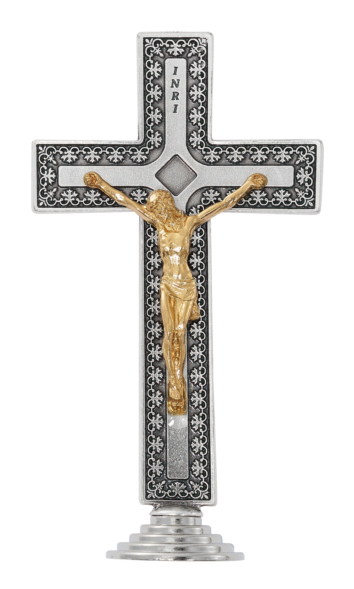 5 In Two - Tone Standing Crucifix - Made In Italy