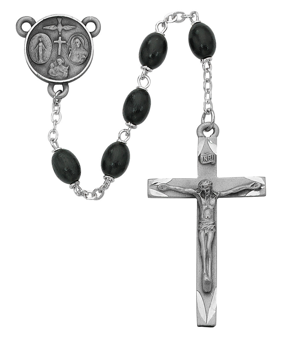 Black Oval Wood Rosary