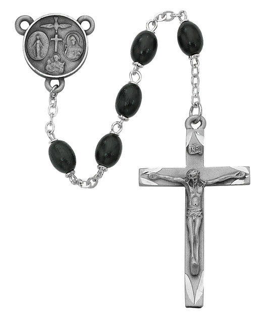 Black Oval Wood Rosary