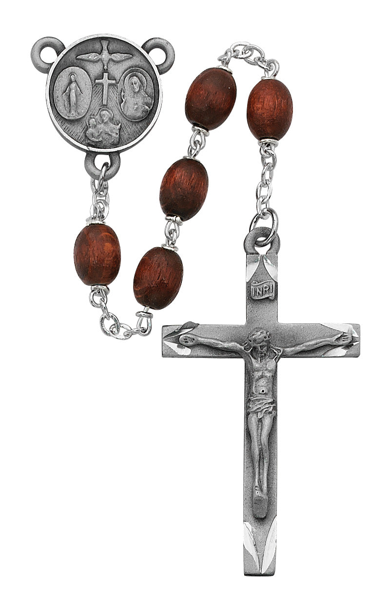 Brown Oval Wood Rosary