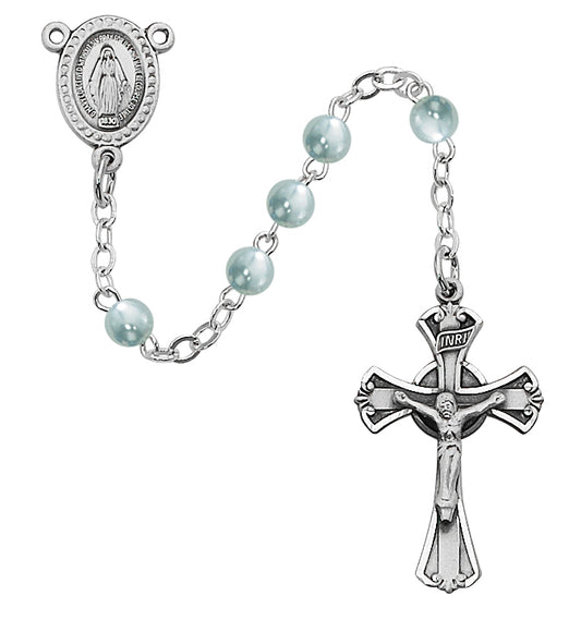 Blue Glass Miraculous Children's Rosary