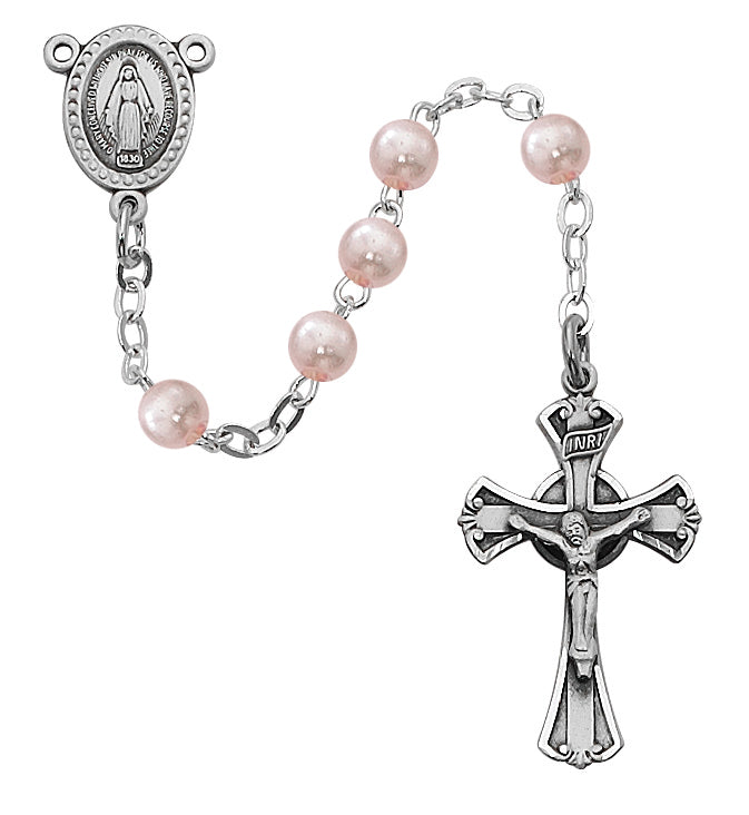 Pink Glass Miraculous Children's Rosary
