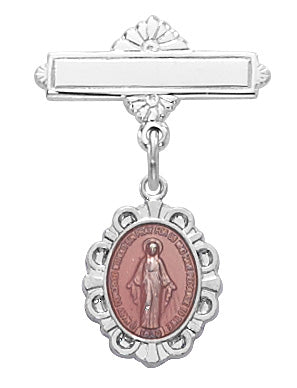 Sterling  Silver Pink Miraculous Baby Pin