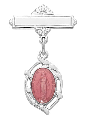 Sterling  Silver Pink Miraculous Baby Pin