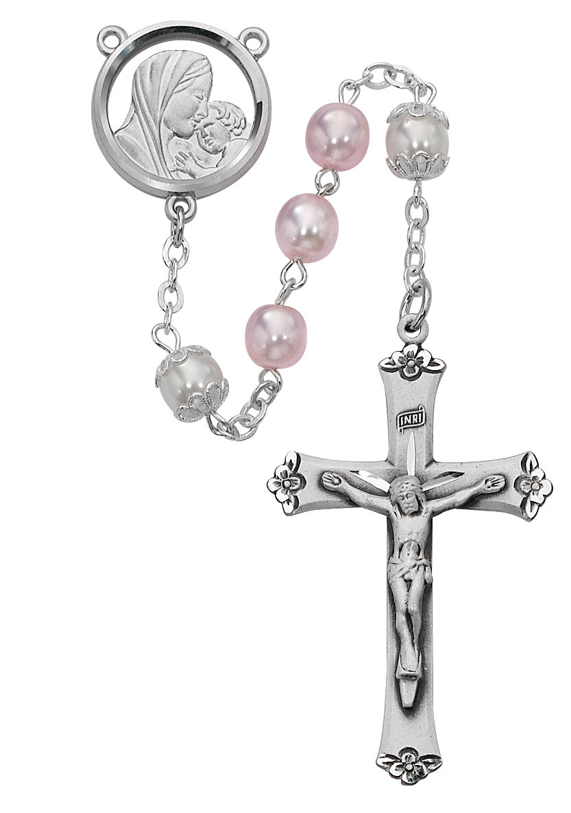 Mother & Child Pink and White Rosary