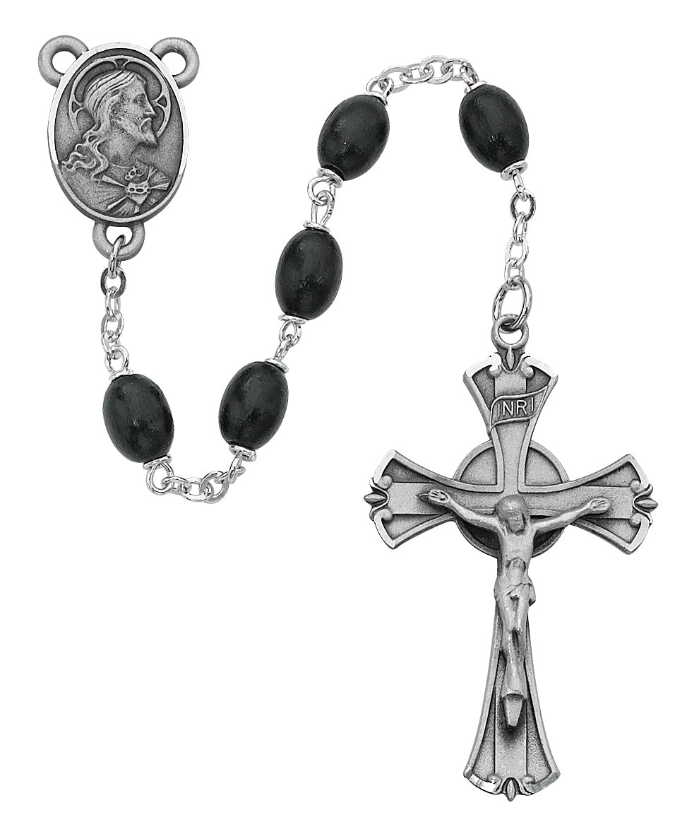 Black Wood Rosary  (599DF)