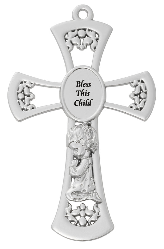 6in Pewter Baby Girl's Cross