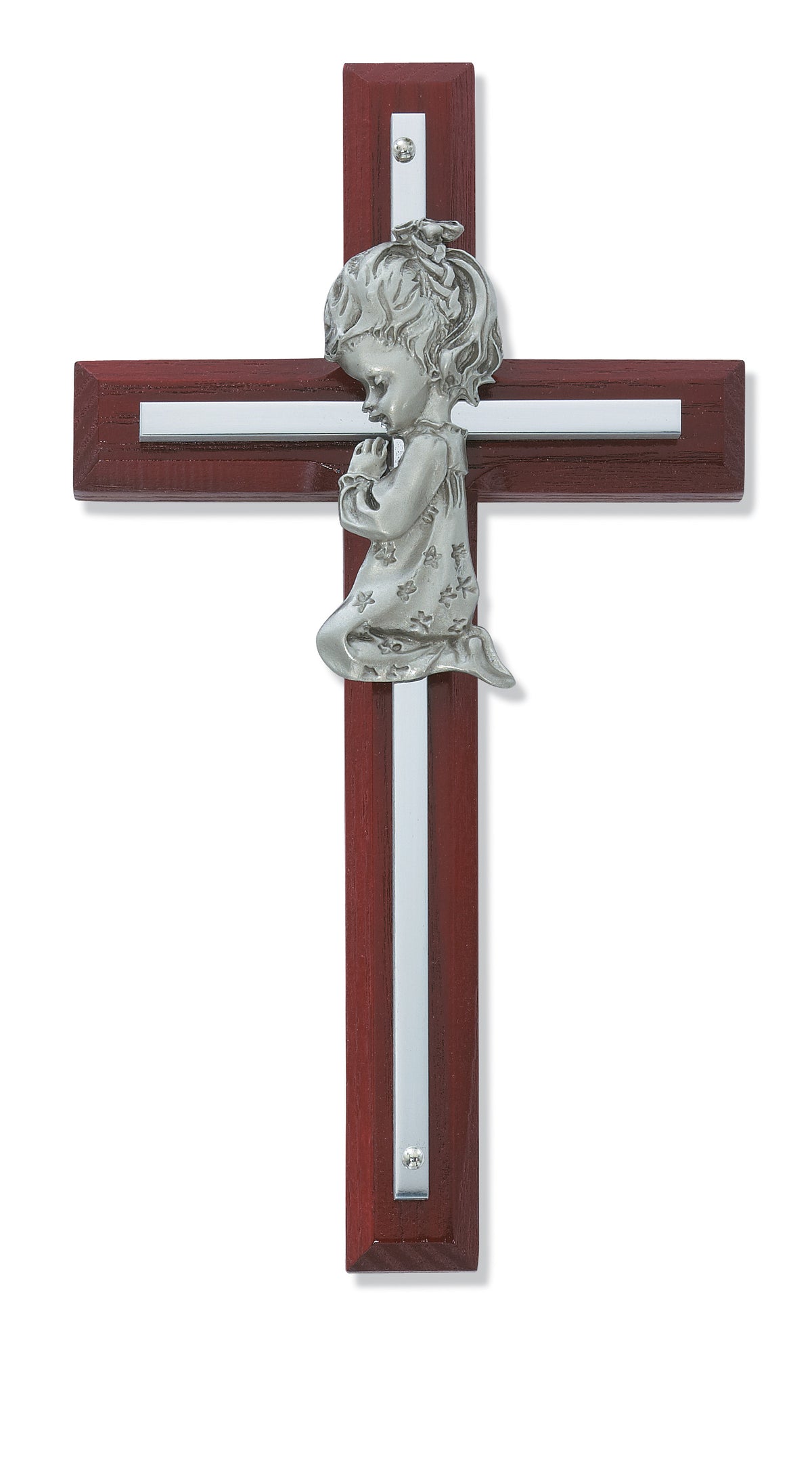 6in Cherry Stained and Silver Girl's Cross