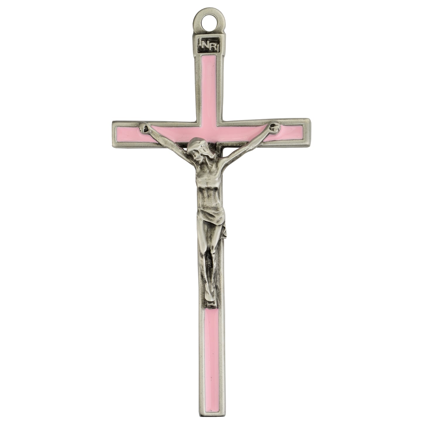 5in Pink Enamel Wall Crucifix