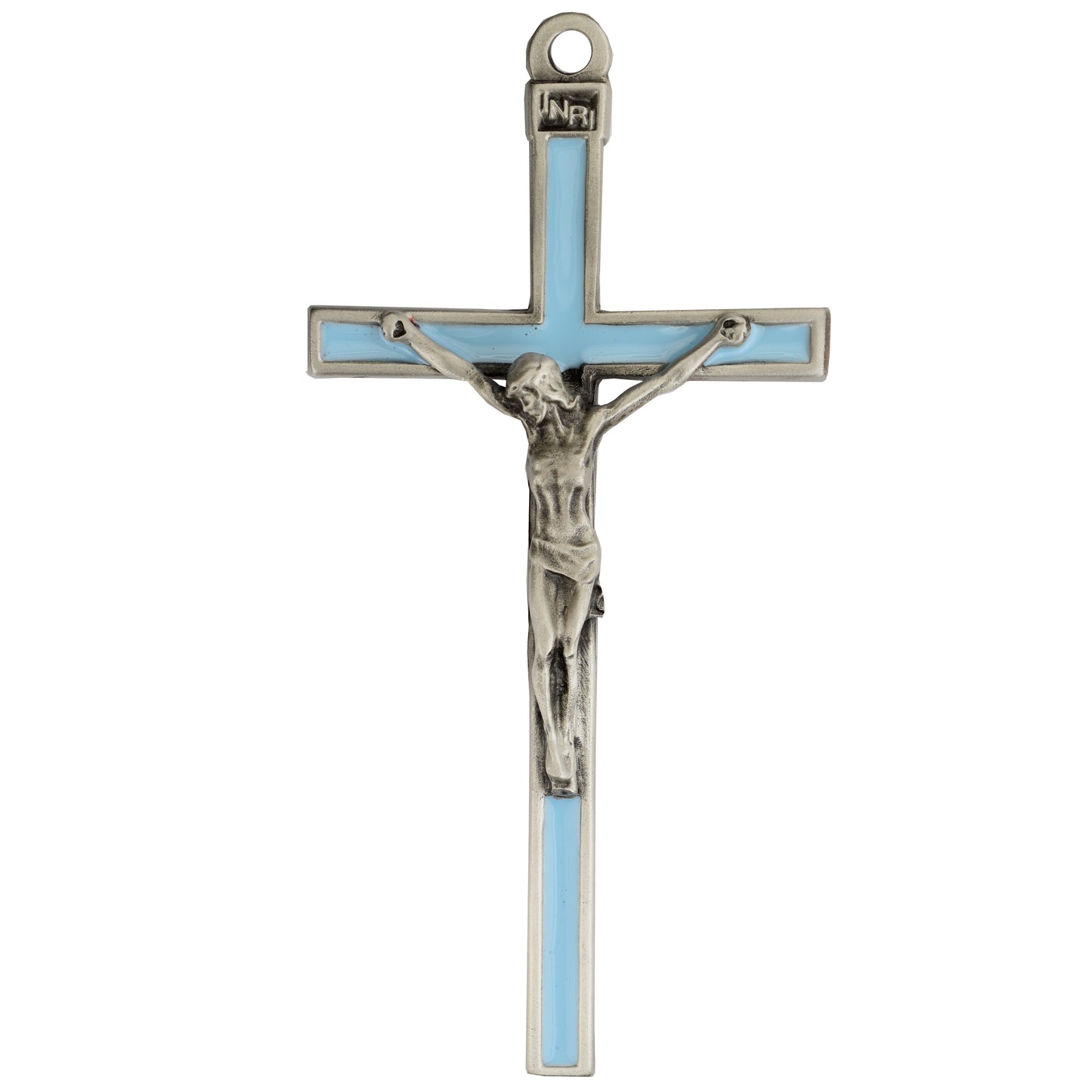5in Blue Enamel Wall Crucifix