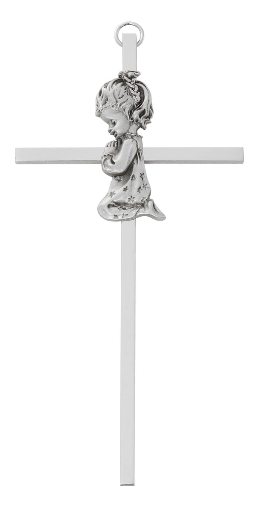 6in Praying Girl on Thin Aluminum Wall Cross