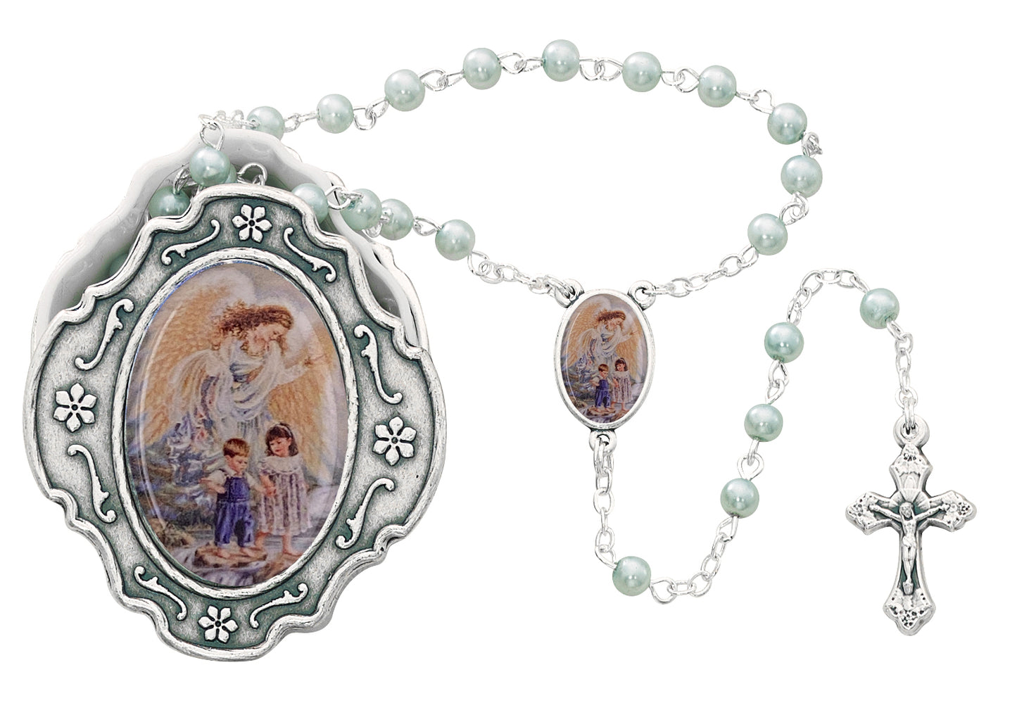 Guardian Angel Box and Blue Children's Rosary