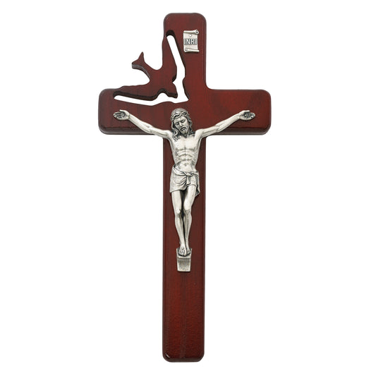 8 In Cherry Stain Holy Sprit Crucifix - Made in USA