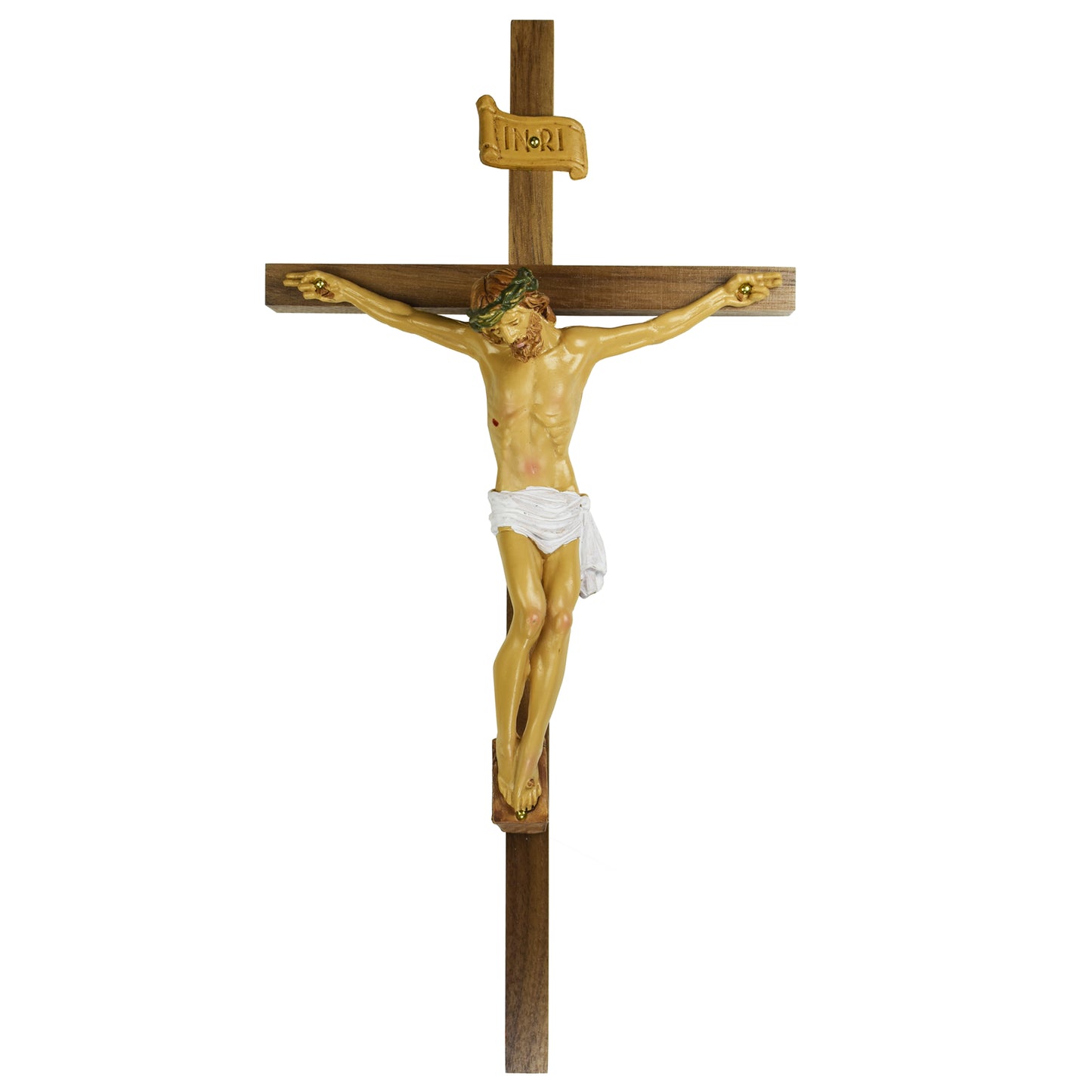 12 In Walnut Stain Crucifix - Made in USA