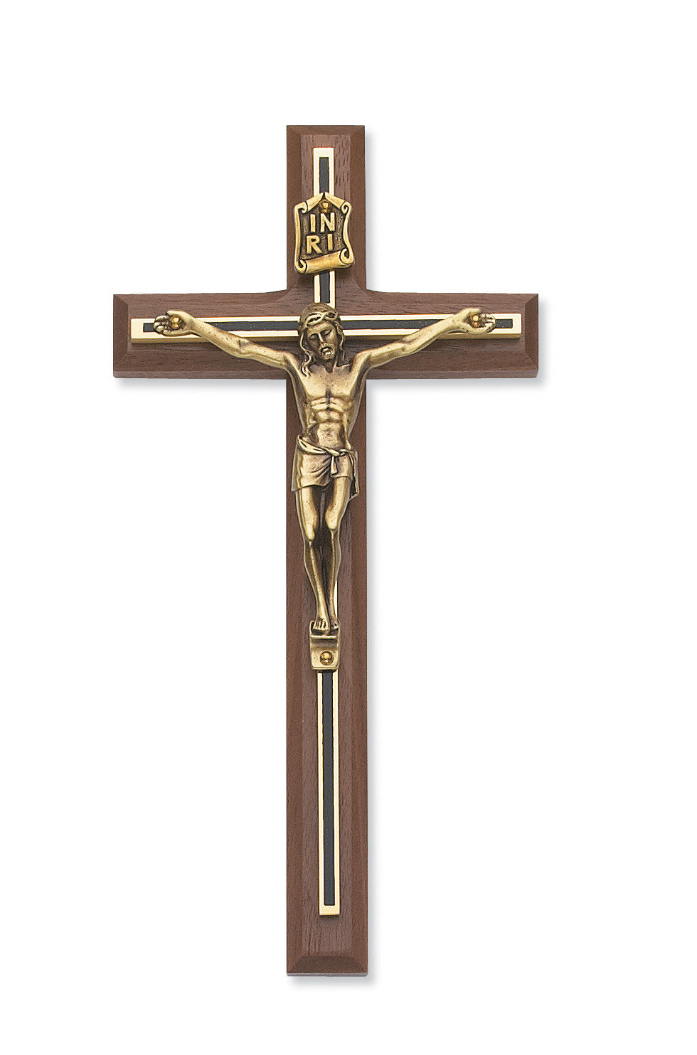 8 In Walnut Stain Crucifix - Made in USA