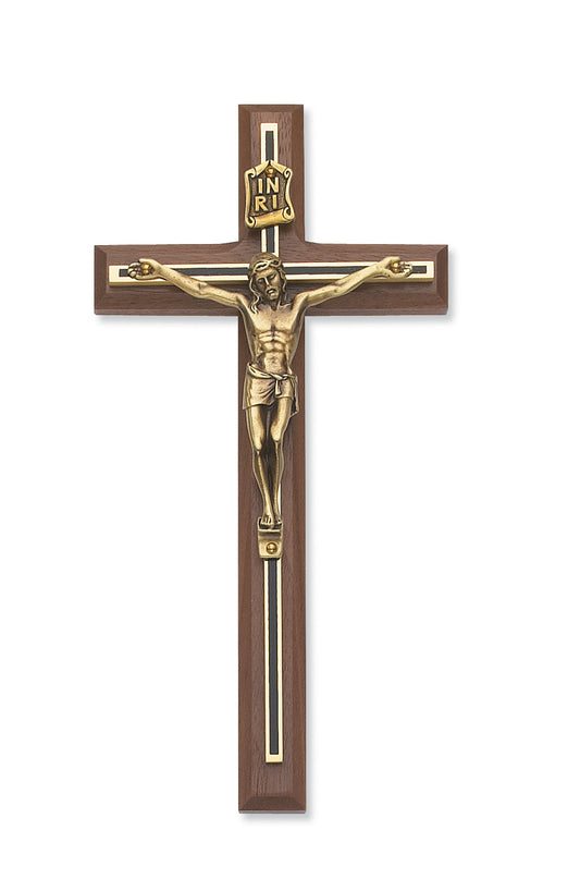 8 In Walnut Stain Crucifix - Made in USA
