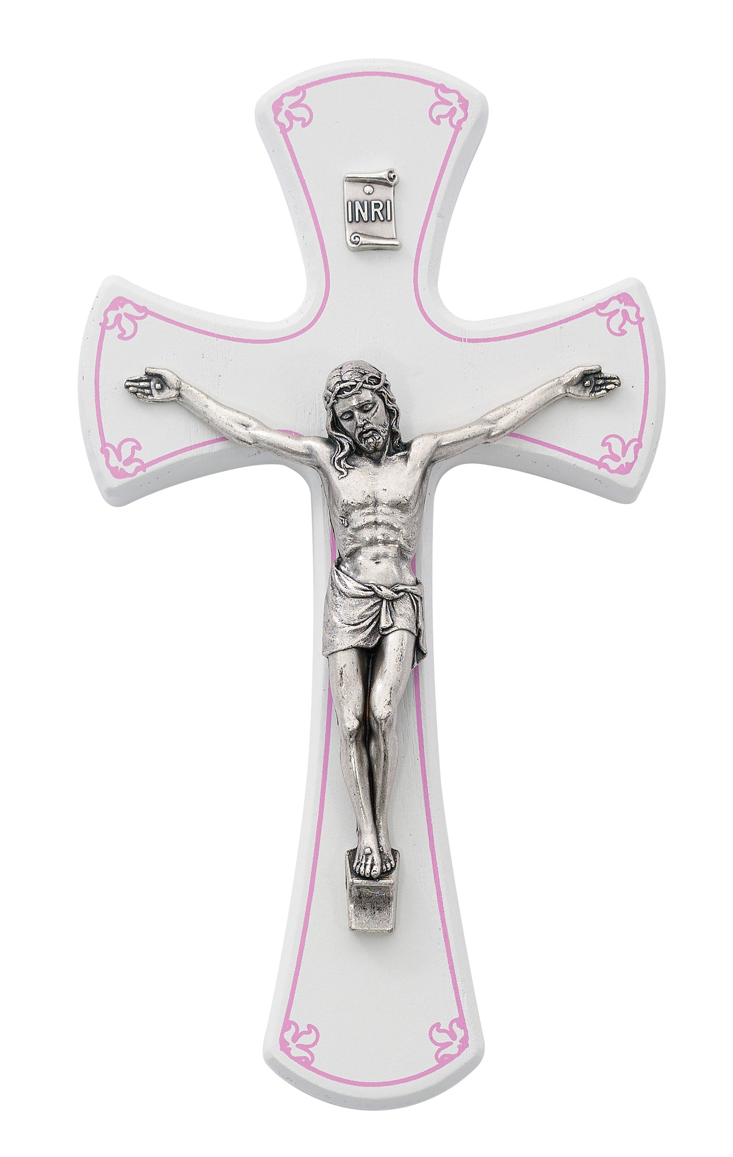 7 In White/Pink Crucifix - Made in USA